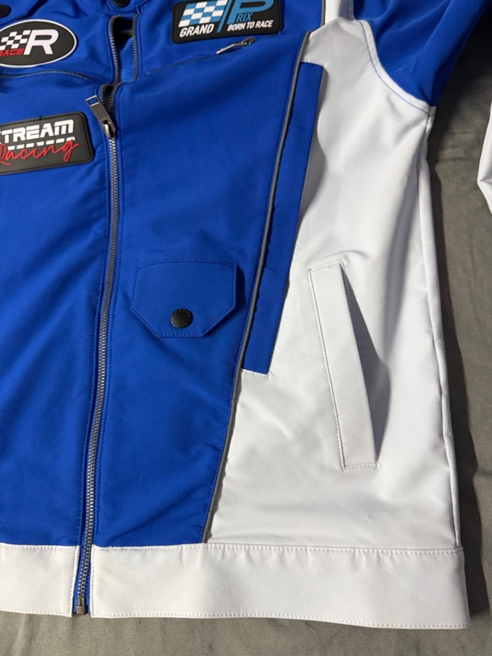 Blue & White Men's Racing Jacket - Picture 7 of 9